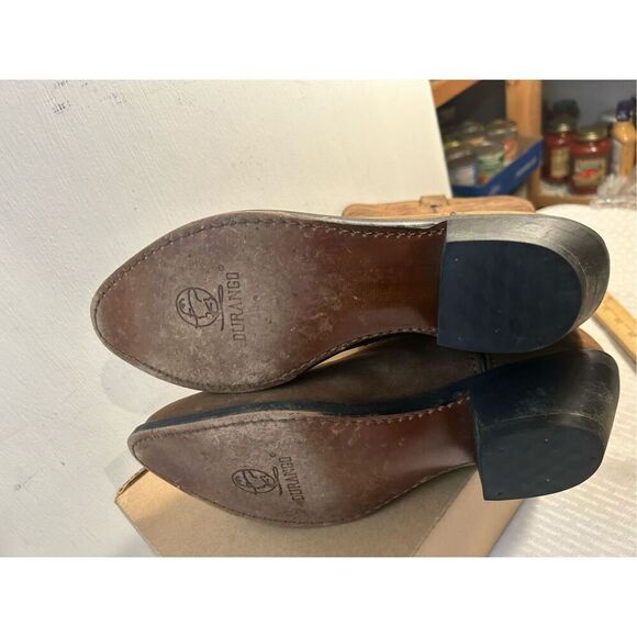 Durango 11" shaft stitch western boots 9m brown scuffs RD4112 - Picture 6 of 8